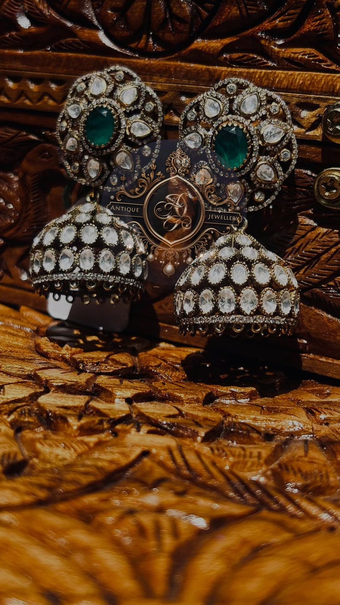 Noor Emerald Jhumkas