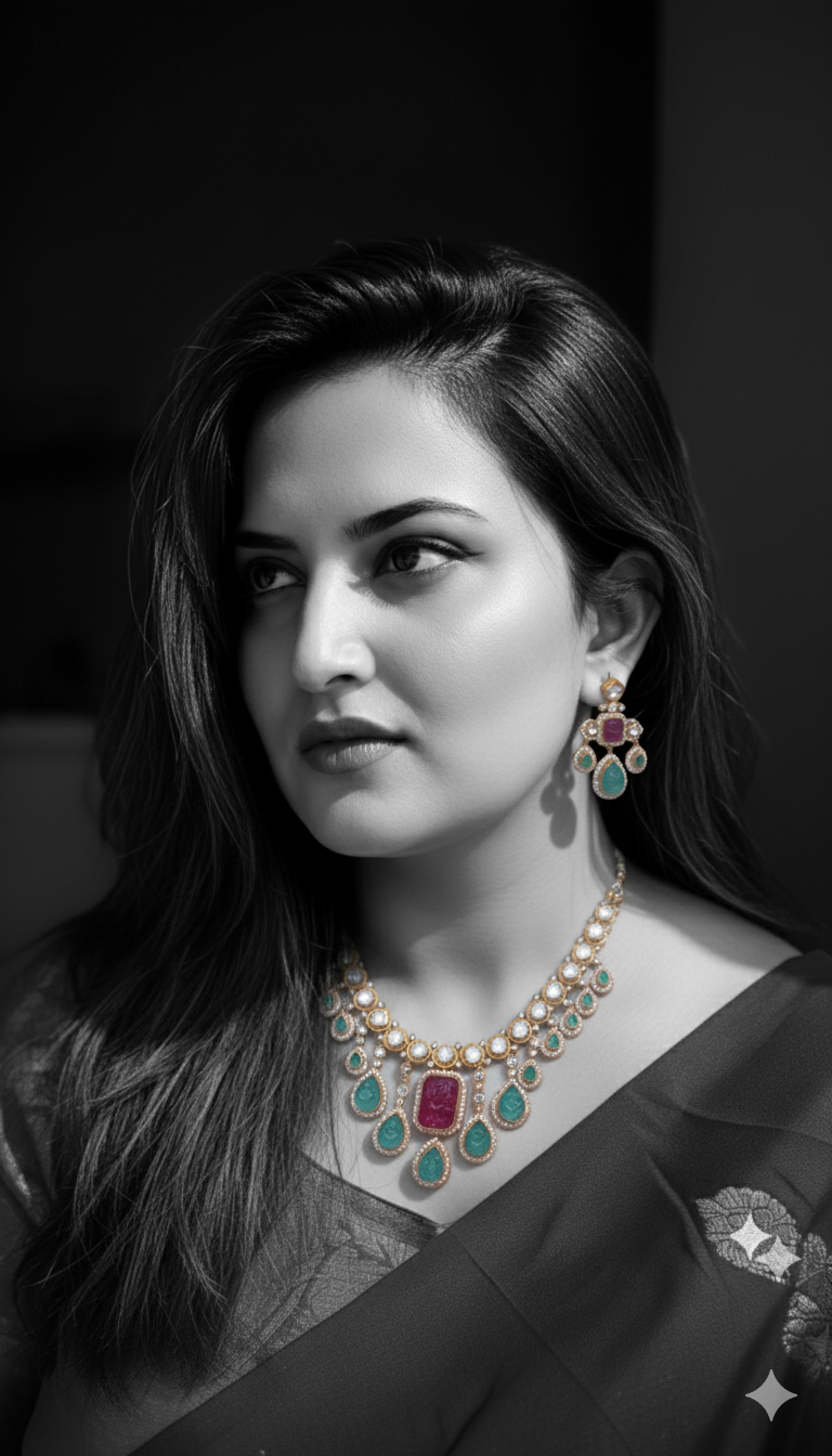 Polki Ruby Pink Tourmaline Necklace