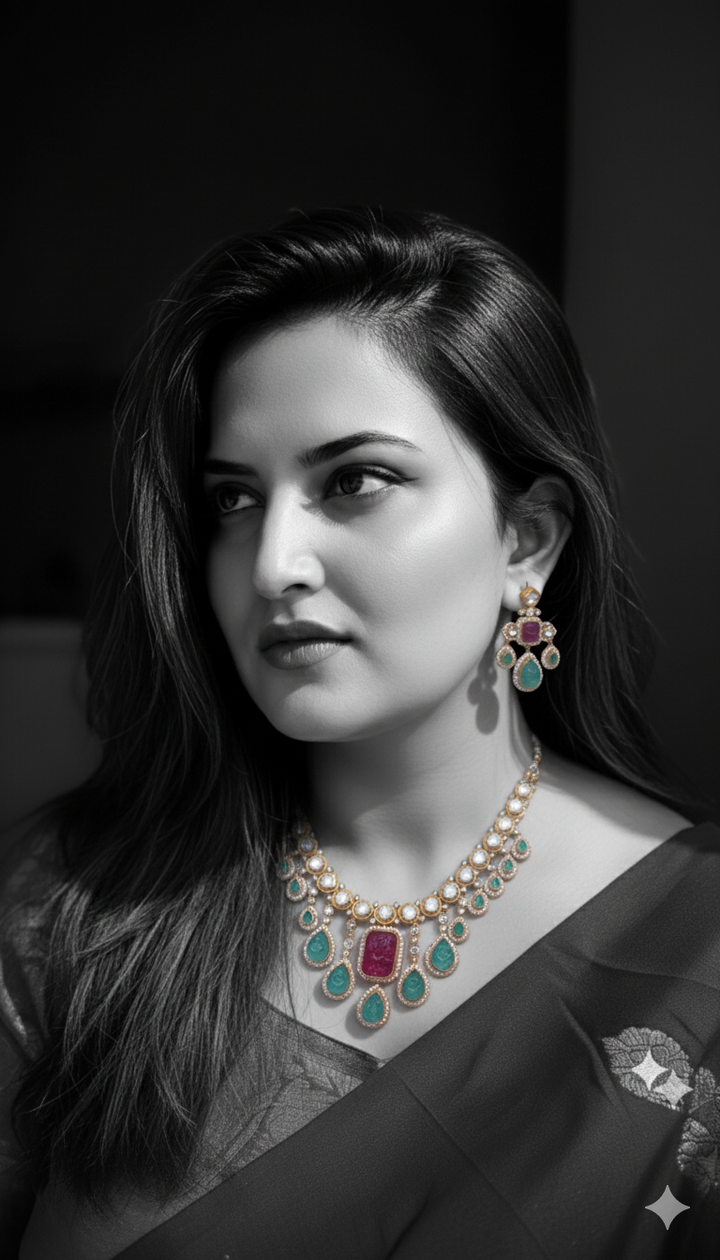 Polki Ruby Pink Tourmaline Necklace