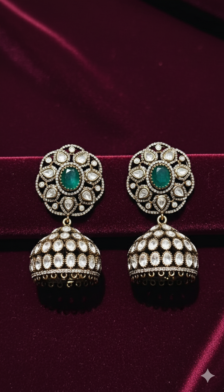 Noor Emerald Jhumkas