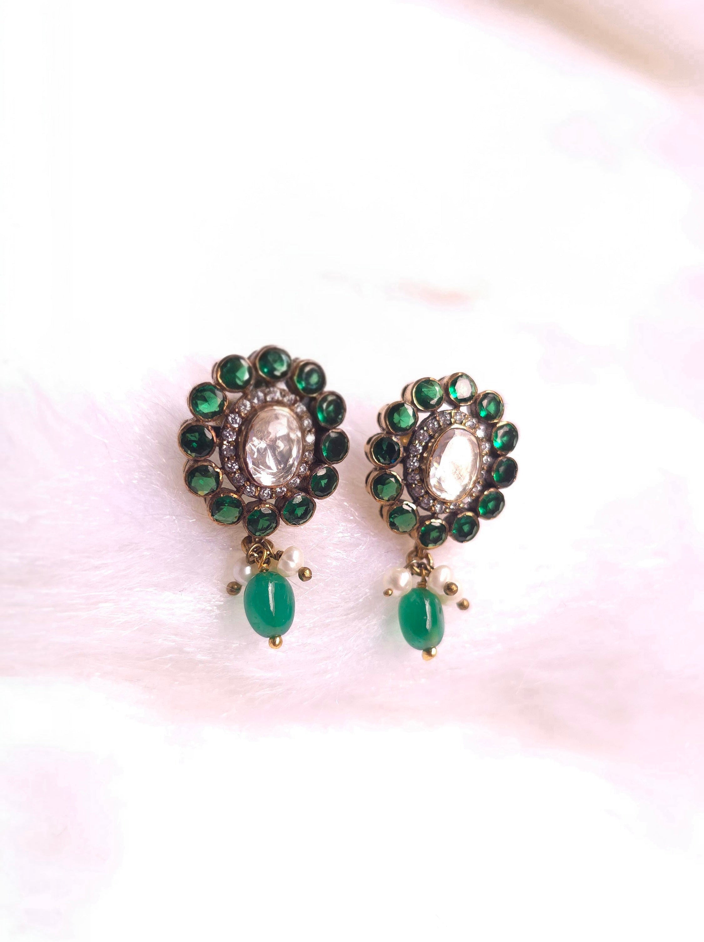 Emerald Charm Studs