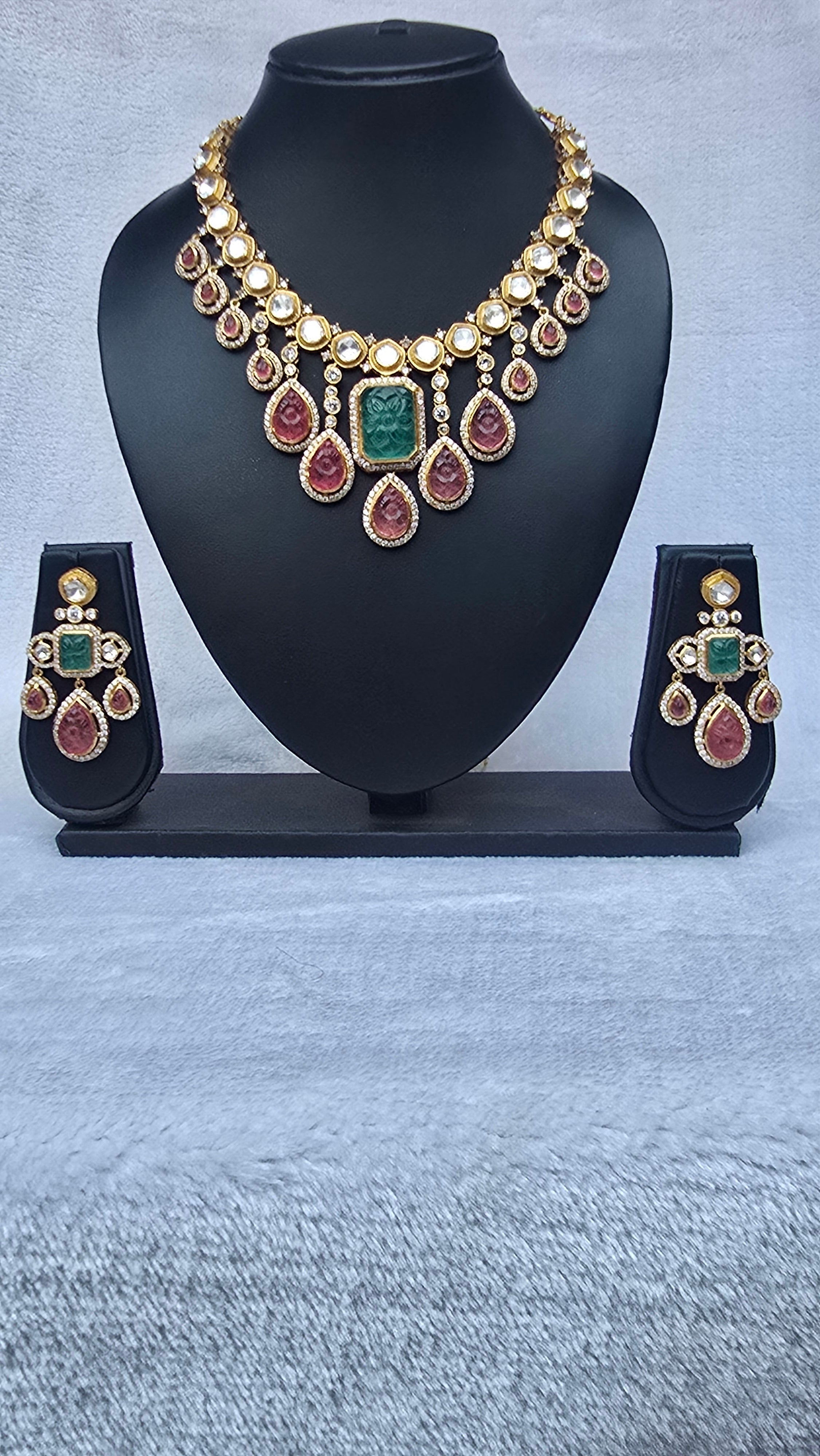 Polki Ruby Pink Tourmaline Necklace