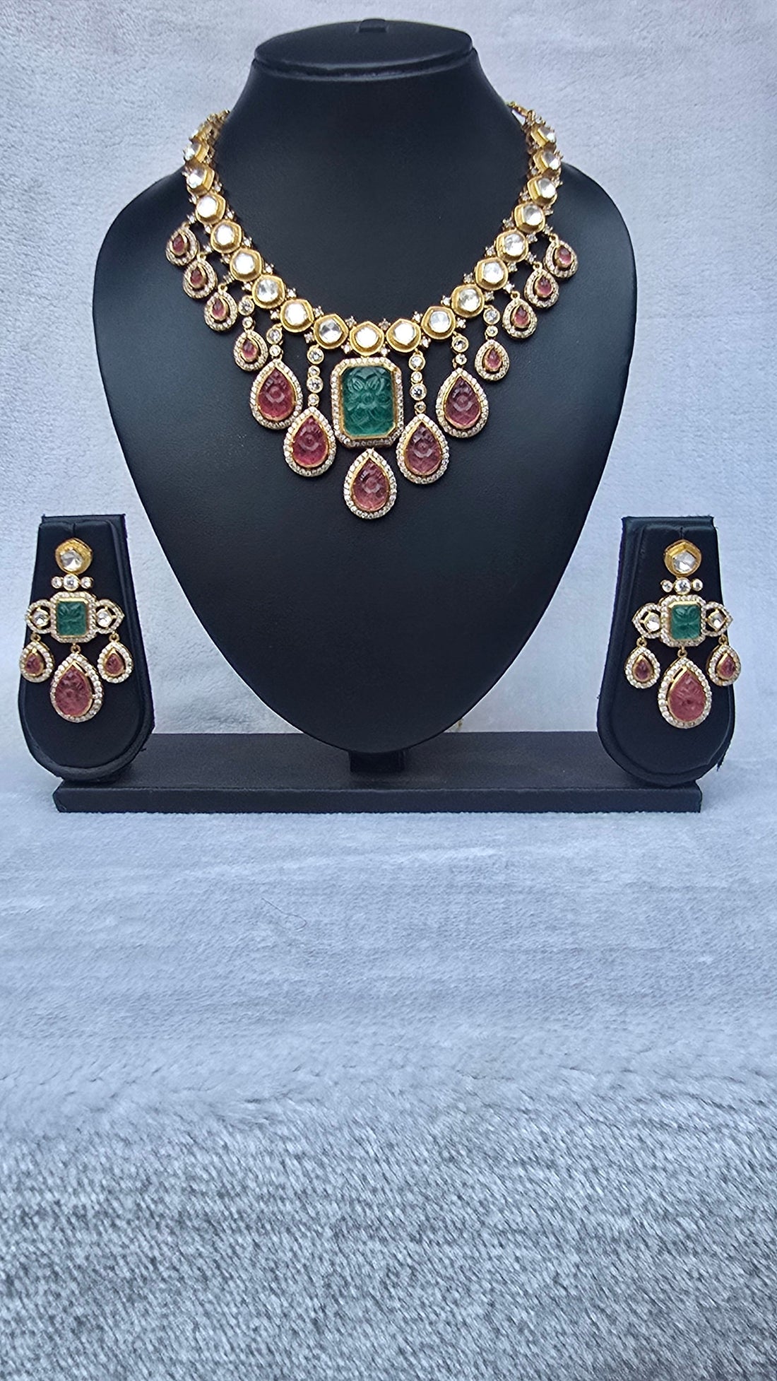 Polki Ruby Pink Tourmaline Necklace