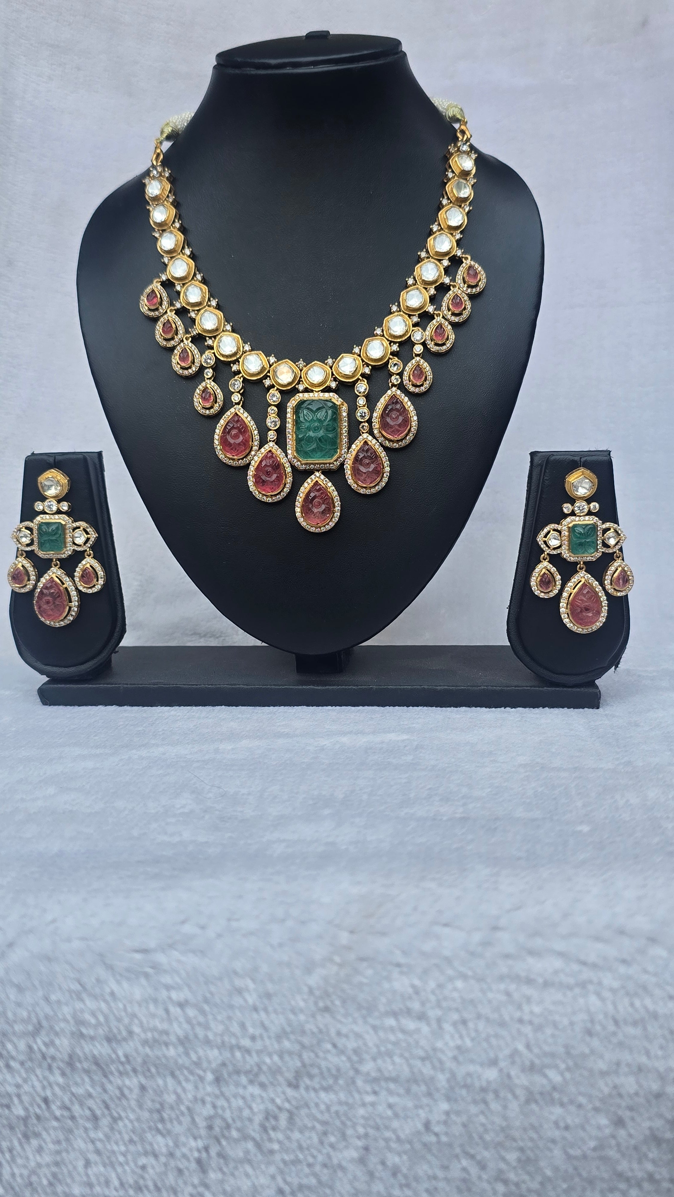 Polki Ruby Pink Tourmaline Necklace