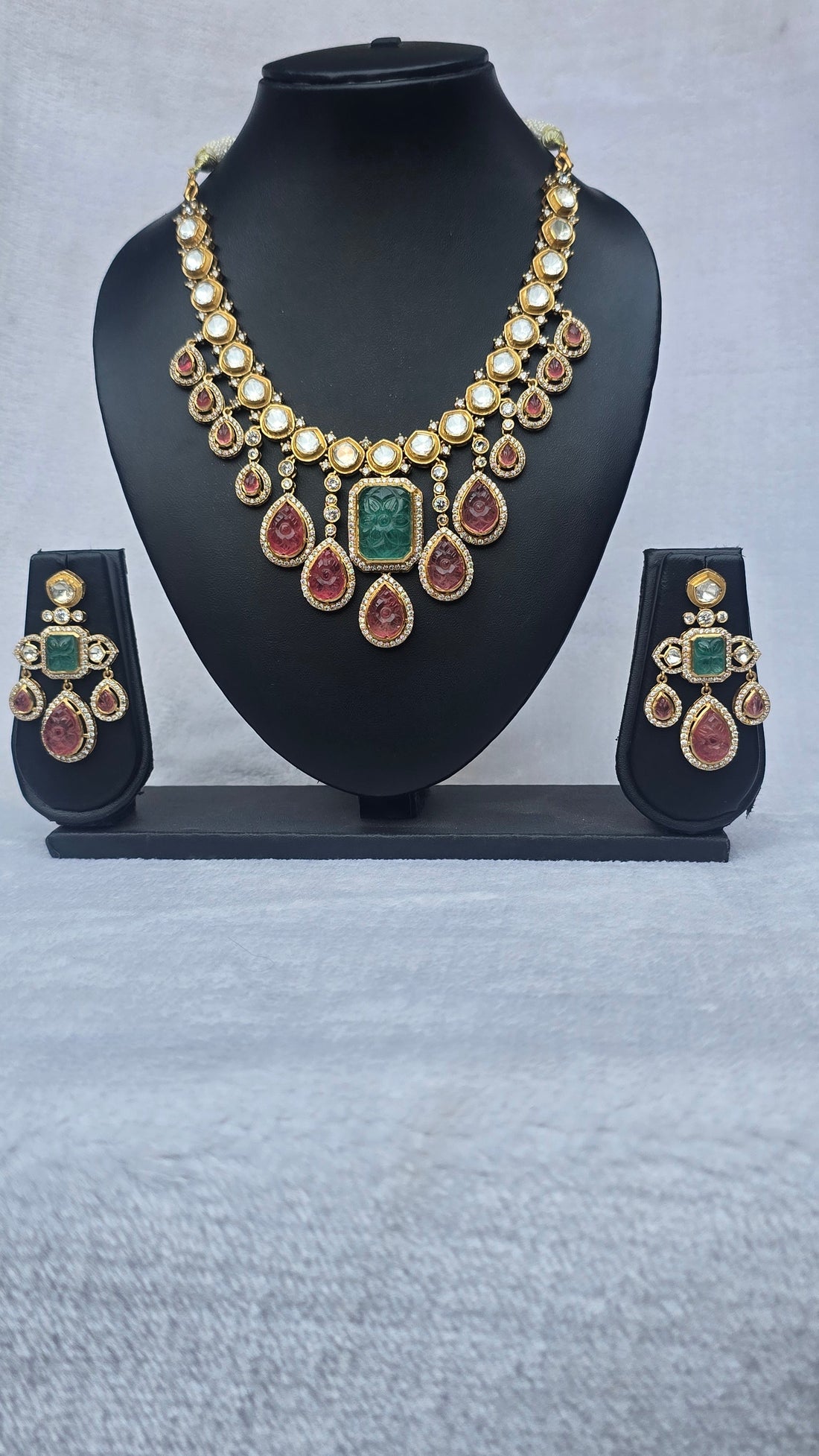 Polki Ruby Pink Tourmaline Necklace